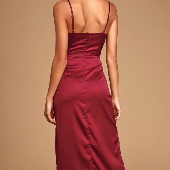Lulus Just a Dash Burgundy Satin High Low dress - Picture 3 of 9